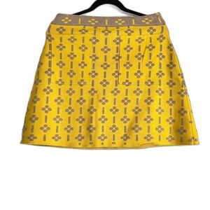 Anthropologie Maeve Intarsia Knit Yellow Grey Skirt Size Medium